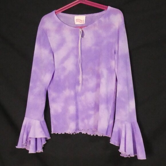 POSITIVE RESULTS | P2P 13 inches measured | Purple Tie Dye Ruffle Sleeve Top - Picture 1 of 14